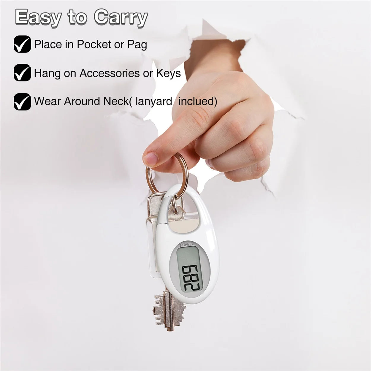 FITCENT Mini Digital Pedometer – 3D Sensor Step Counter with Lanyard for All