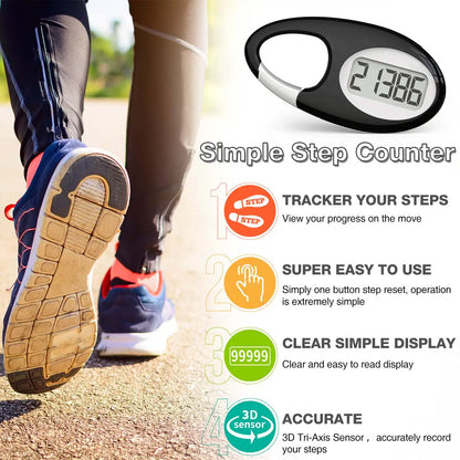 FITCENT Mini Digital Pedometer – 3D Sensor Step Counter with Lanyard for All