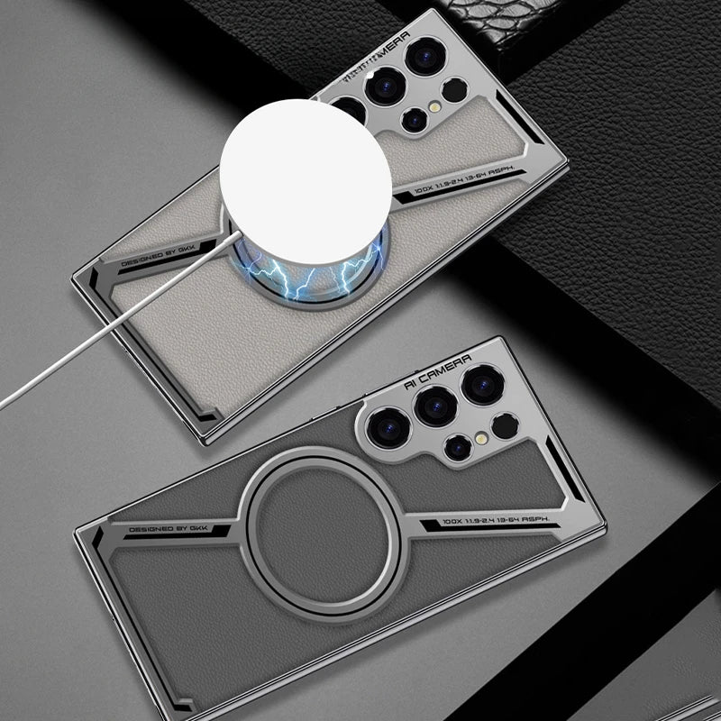 Electroplated Leather Magnetic Phone Case for Samsung Galaxy S23, S24 & S25 Ultra