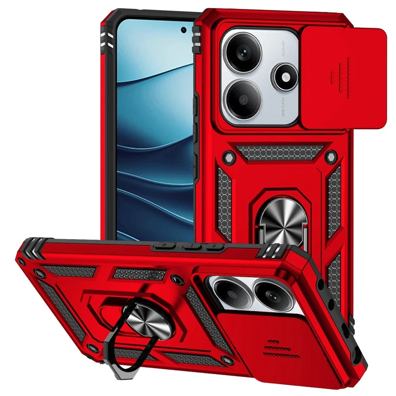 Xiaomi Redmi Note 14 5G Case with Magnetic Ring Holder, Shockproof, Lens Protector